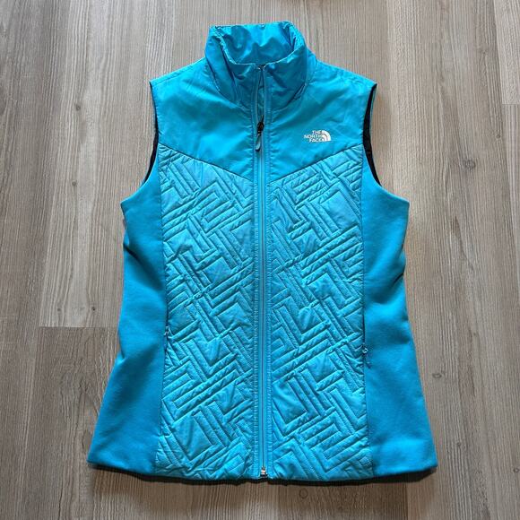 Women’s The North Face Sky Light Blue Zip Up Quilted Puffer Vest Jacket Sz M Ski - Picture 1 of 9